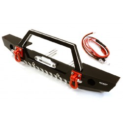 Realistic Alloy Machined Scale Front Bumper w/LED Lights for Axial 1/10 SCX10 II