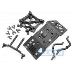 Skid plate/body mount/savage X shock tower set