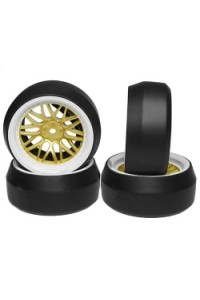 Spec D LS Wheel Offset +6 White Gold w/Tire 4ks pro 1/10 Drift