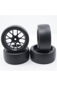 Spec D CS Wheel Offset +3 Black w/Tire 4ks pro 1/10 Drift