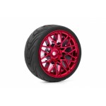 Spec T LS Wheel Offset 3 Red w/Tire 4ks pro 1/10 Silniční