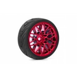 Spec T LS Wheel Offset 3 Red w/Tire 4ks pro 1/10 Silniční